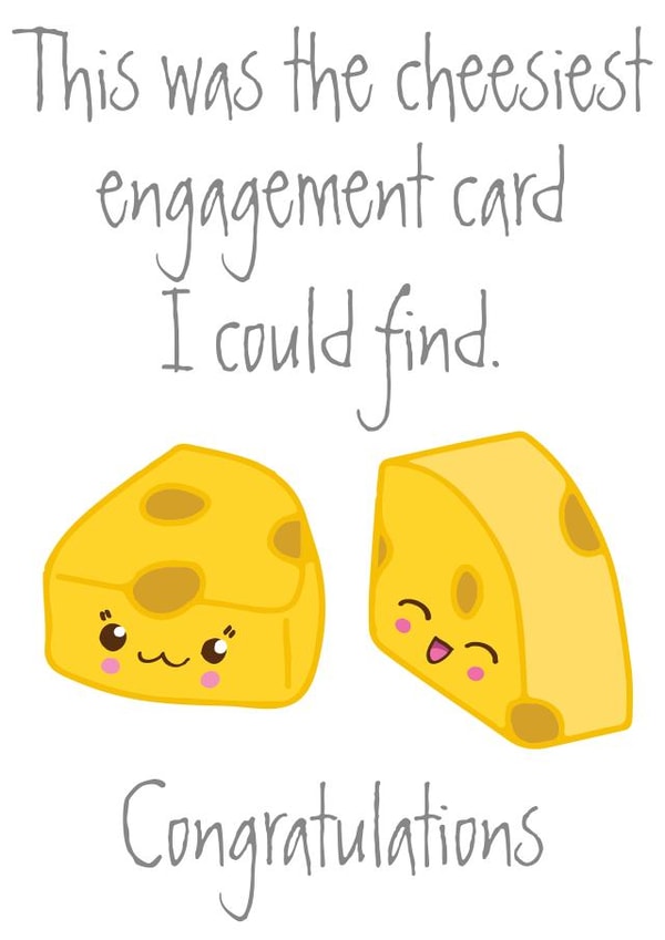 Cheesey engagement card - yellow and white created by Em Eato