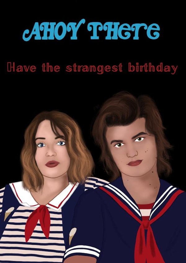 there stranger things Birthday Card 12910 created by Ahillustrations