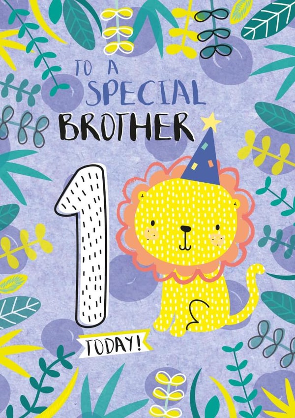 Brother First Birthday Jungle Party Lion Card created by Juniper and Rose Studio