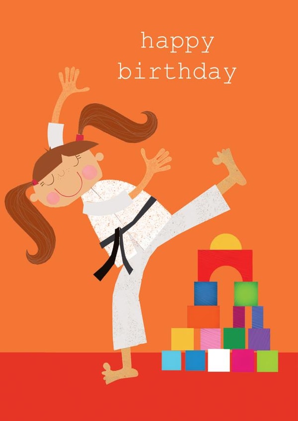 birthday card - martial arts - happy birthday - cute and funny created by Kali Stileman