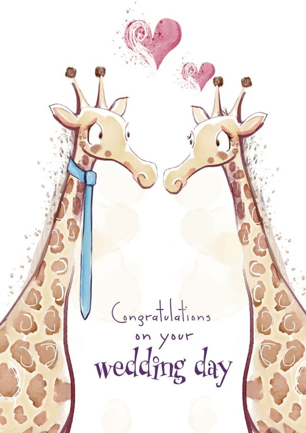Cute giraffe themed wedding card - on your wedding day created by Deborah Partington