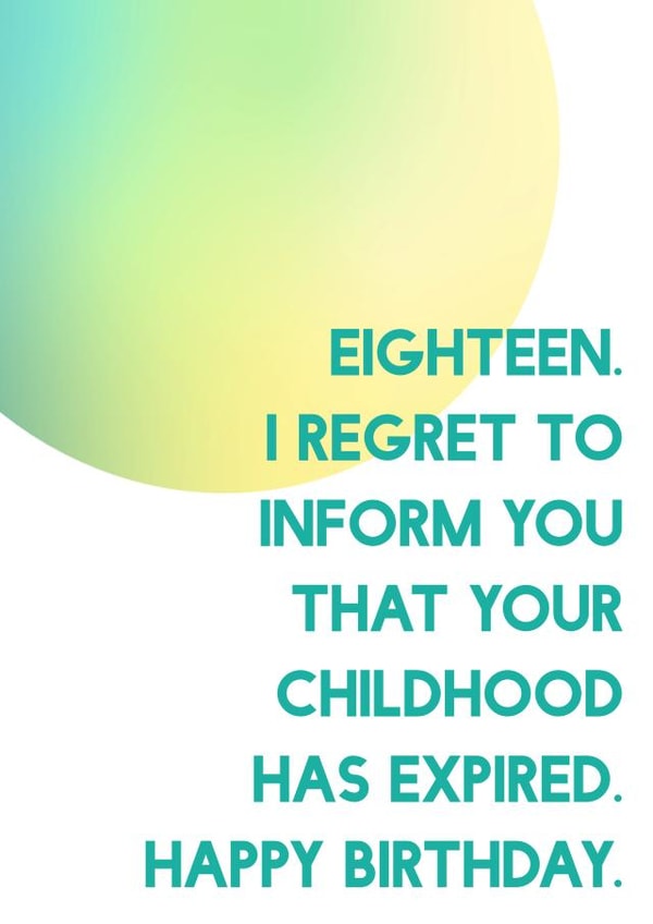 Funny Birthday Card For 18 Year Old - 18th Birthday created by SixElevenCreations