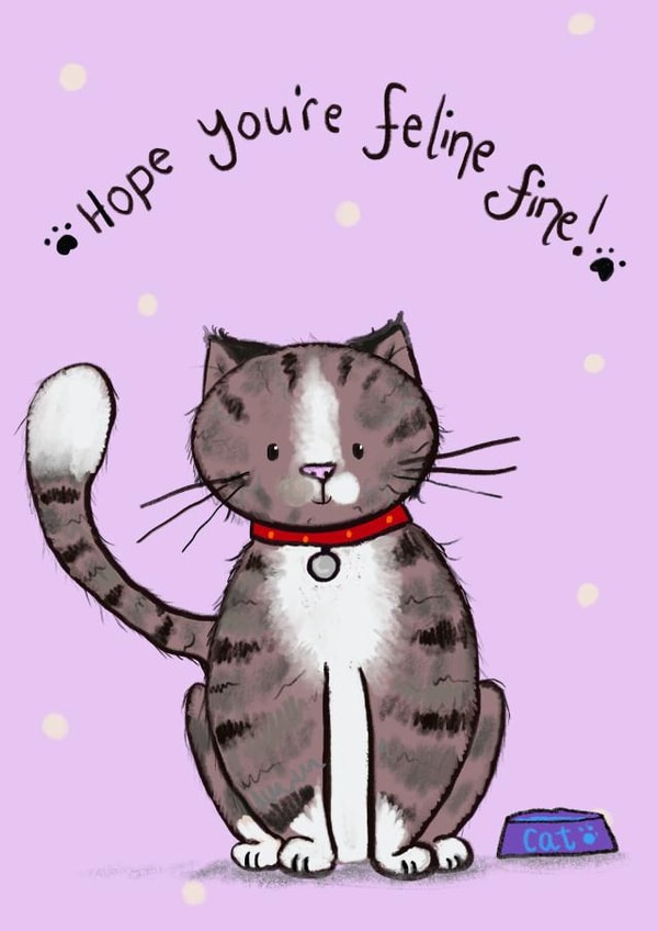 Cat animals Thinking of you Card 11982 created by SootysSweetScribbles