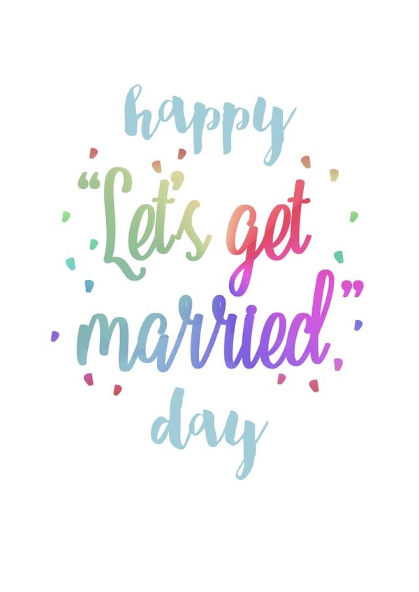 Happy let's get married day - rainbow confetti card created by Ruby Wren Designs