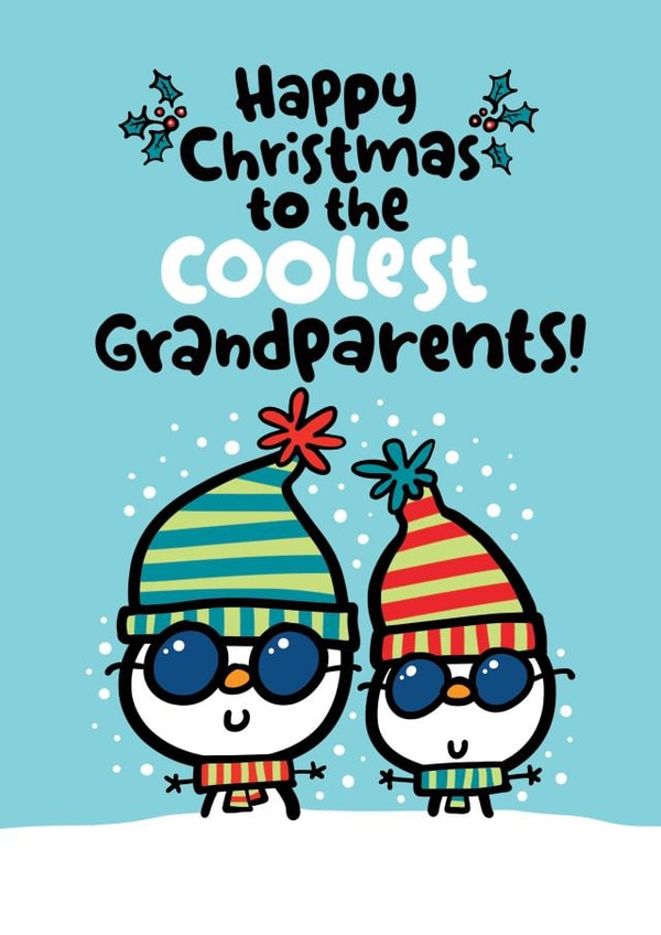 Cute Snowmen Christmas Card for Grandparents created by Pink wink