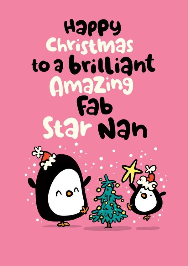 Cute Star Nan Christmas Card for Nan created by Pink wink