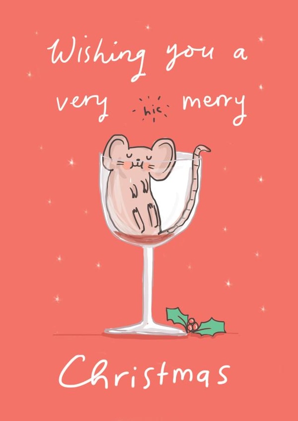 Cute mouse Christmas card - drunk mouse - mulled wine created by Sarah Ray