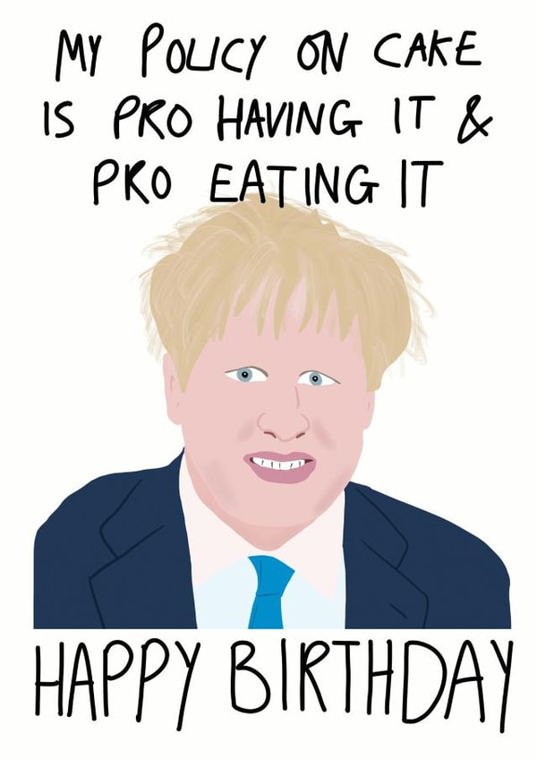 Funny Boris Johnson Birthday Card 1000 created by Sweetlove Press