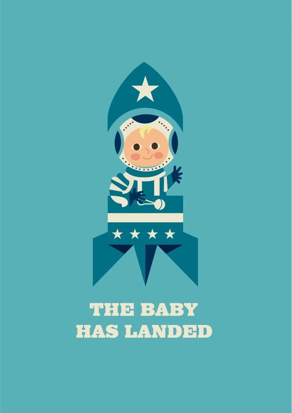 The baby has landed new baby congratulations card created by The Typecast Gallery