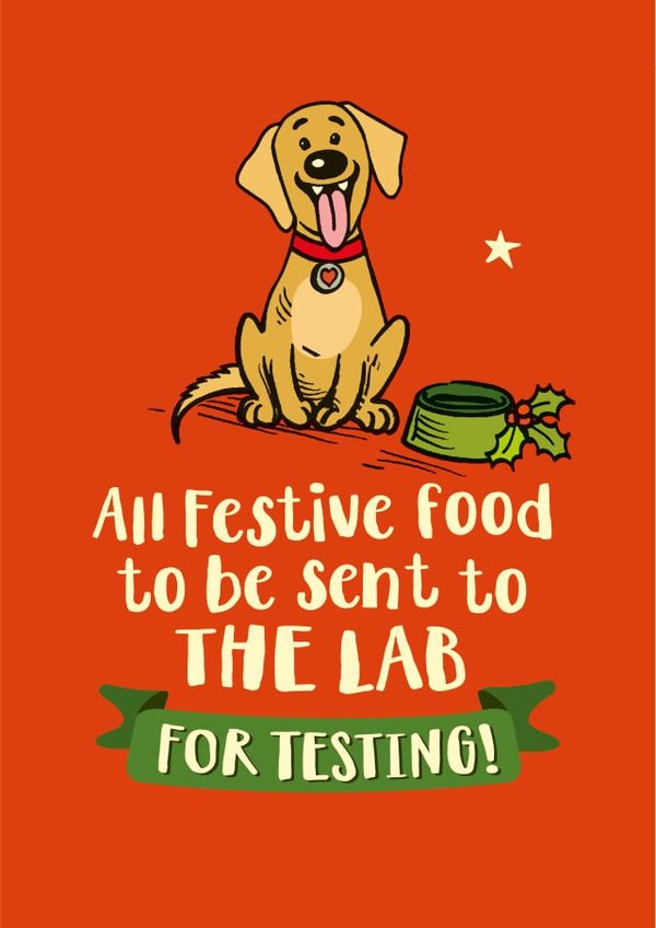 Lab testing festive food Christmas card created by The Typecast Gallery