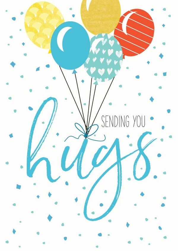 Balloons and Hugs fun card created by Clare Joys