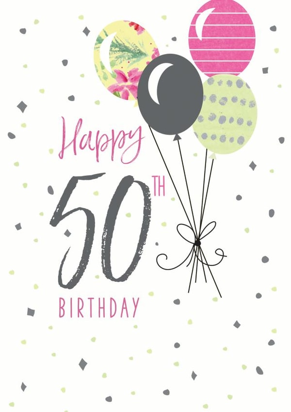 Classic 50th Birthday Card - For Her - Balloons created by Clare Joys