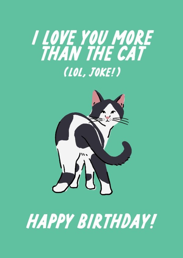 Love you more than the cat funny Birthday card, Pet Owner created by The Marmalade Cat