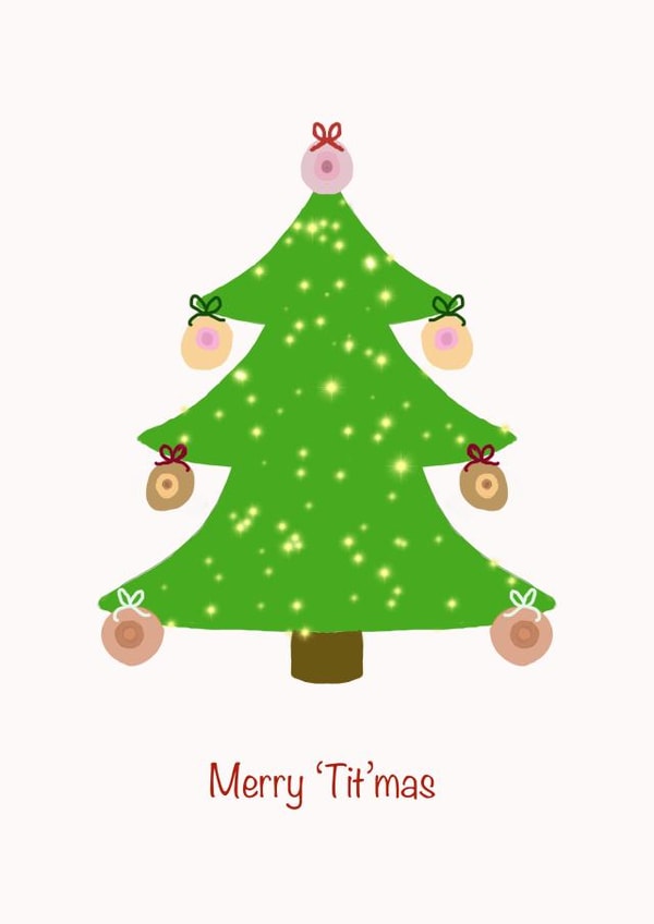 Boobs Female Christmas Card 37800 created by Emma Riches - Emma Riches Art 