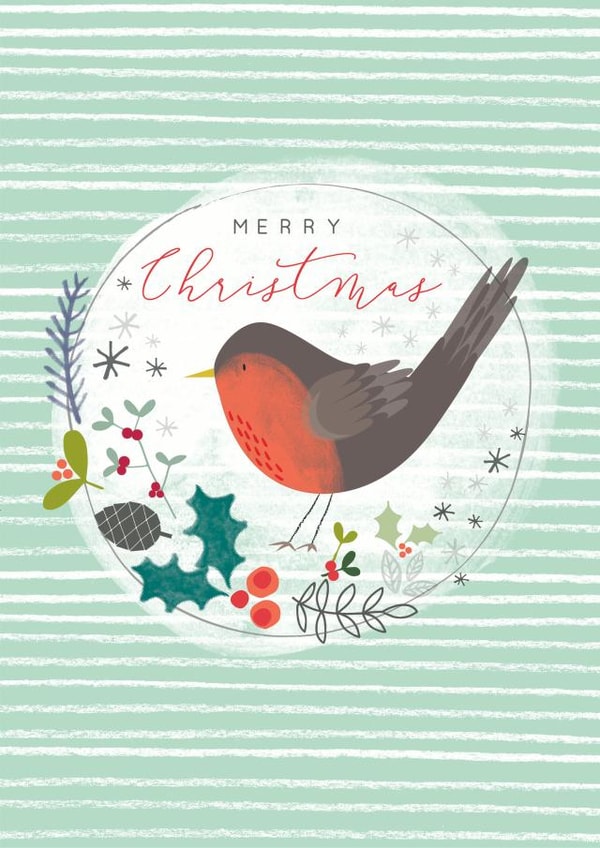 Perfectly designed Christmas card featuring a festive robin | thortful