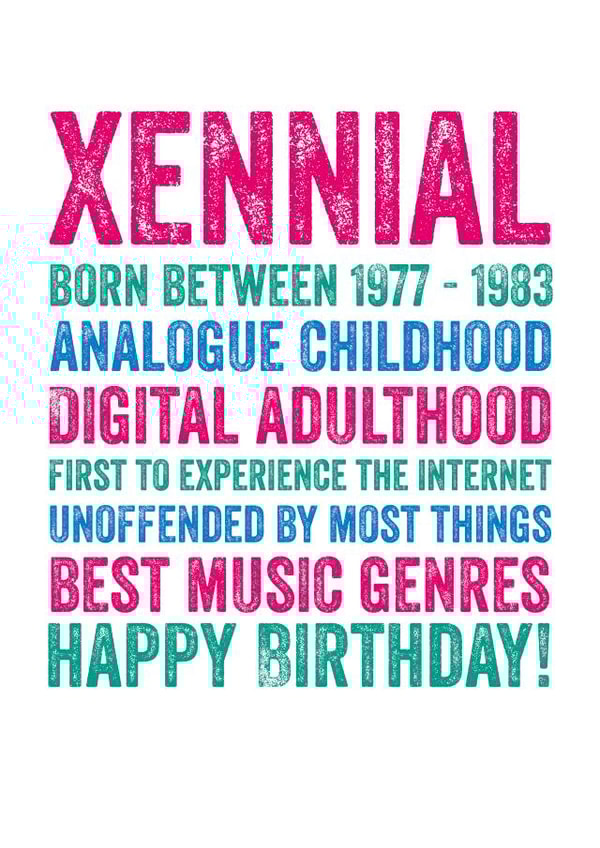 Xennial Birthday card  created by Do You Punctuate?