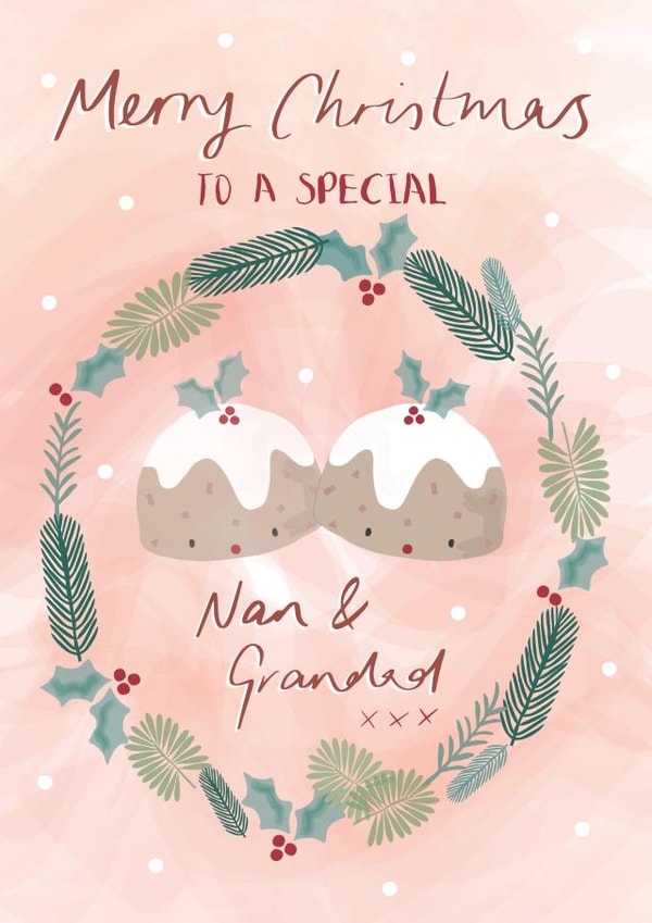 Cute Christmas Pudding card- For Nan and Grandad created by Juniper and Rose Studio