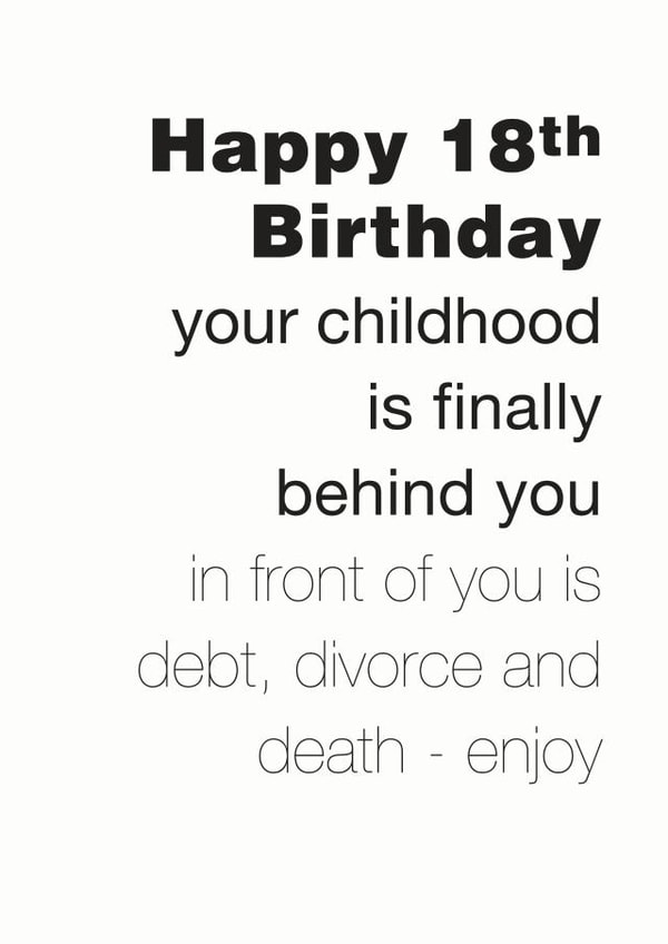 18th funny Birthday Card 3978 created by Coulson Macleod