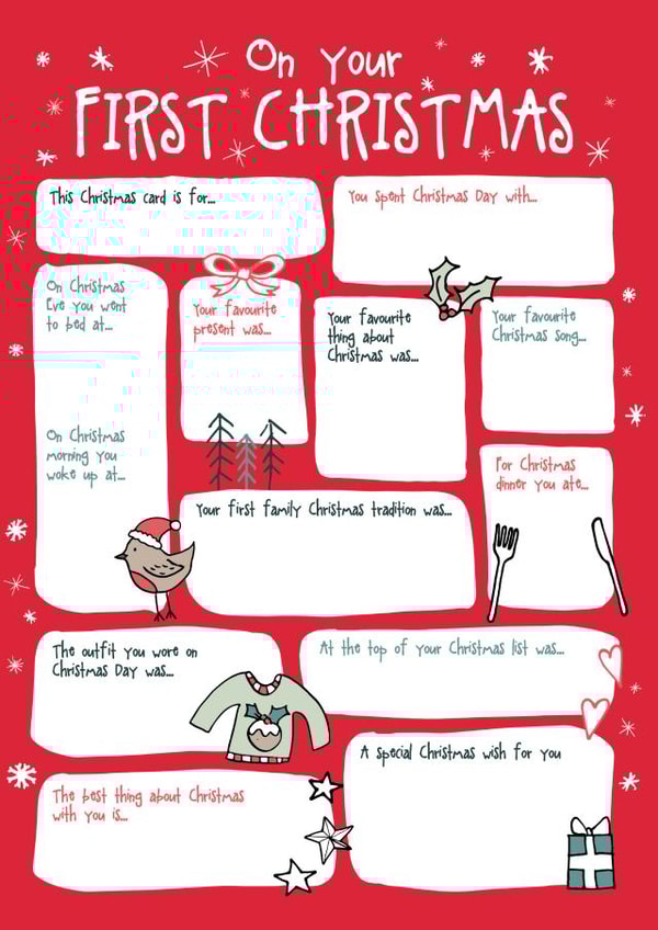 Baby's First Christmas Fill In Question Card created by Bow & Bell