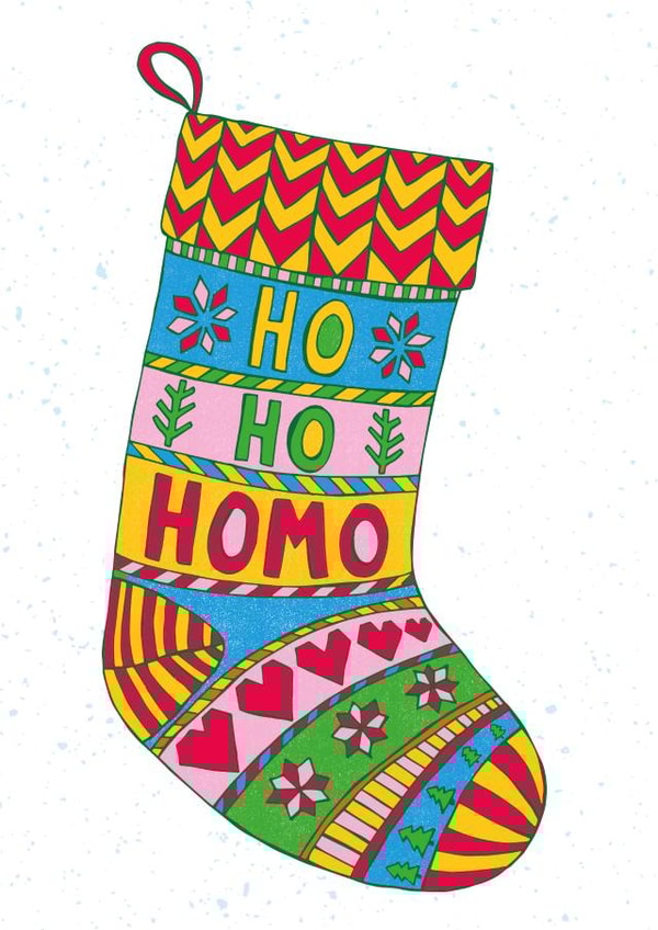 STOCKING HOMO Christmas Card 13660 created by O WHAT A FEELING