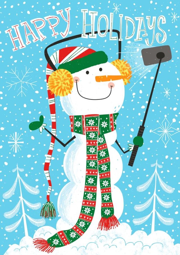 snowman selfie Christmas Card 23043 created by Josh Cleland
