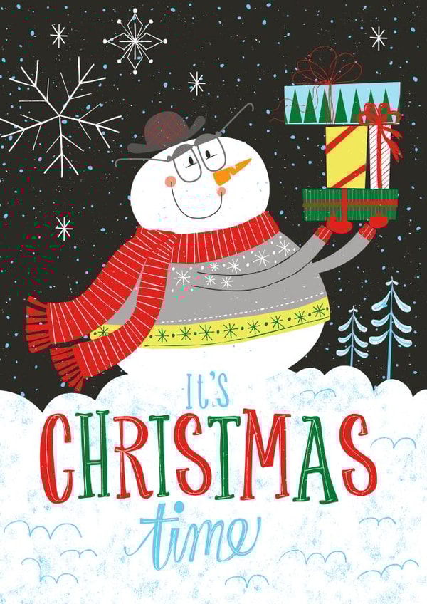 snowman adult Christmas Card 23044 created by Josh Cleland