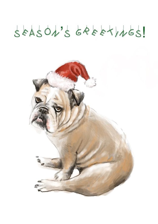bulldog dog Christmas Card 33165 created by Elsa The Snaggletooth