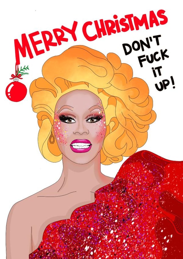 rupaul drag Christmas Card 3340 created by Kasia Cards