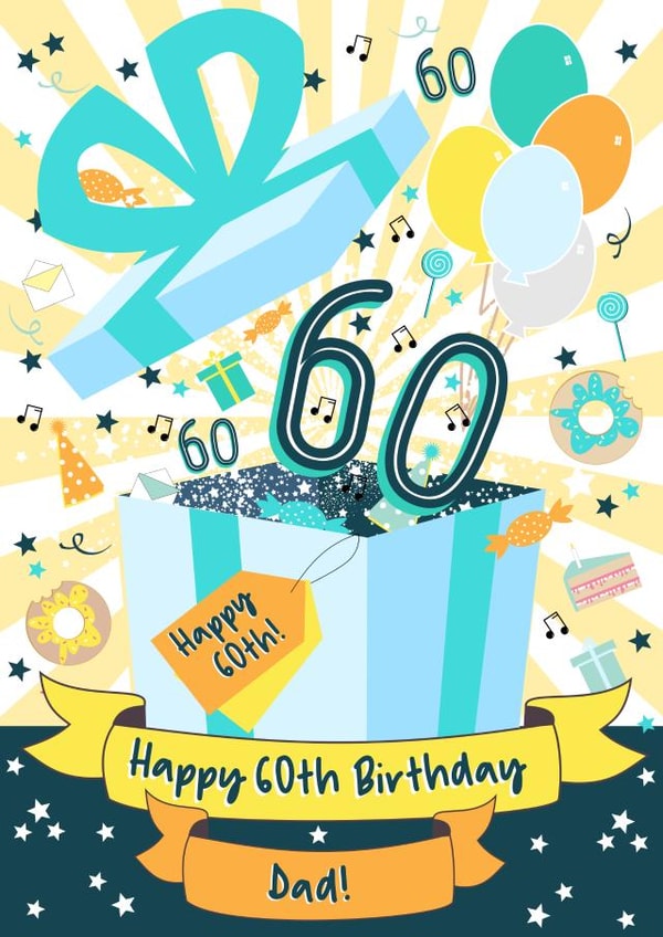 Happy 60th Birthday Dad Birthday Present Card created by Little Silverleaf