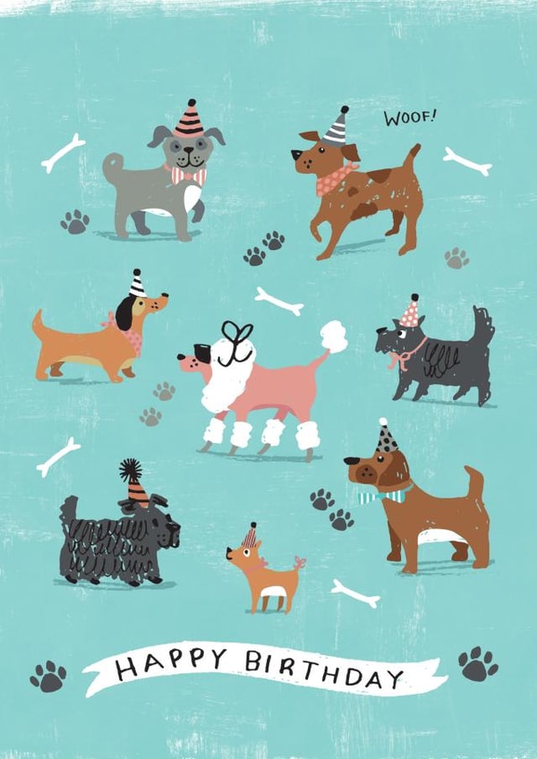 dog party hats Birthday Card 2509 created by Mel Chadwick