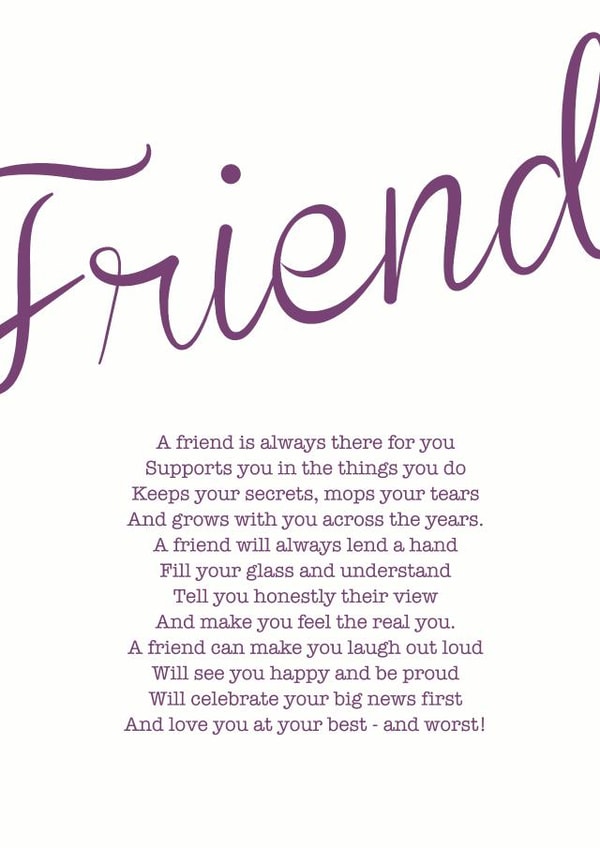 friend poem Just because Card 8695 created by Joanna Miller