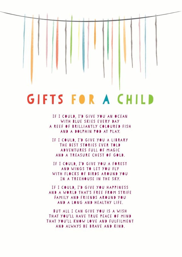 Gifts for a child card created by Joanna Miller