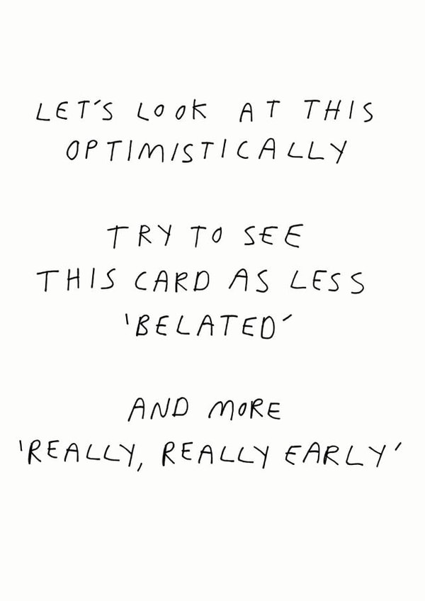 optimistically belated Birthday Card 6658 created by Redback Cards
