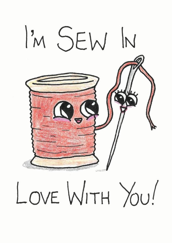 sewing adult Valentines Day Card 40316 created by The Pun Doodler