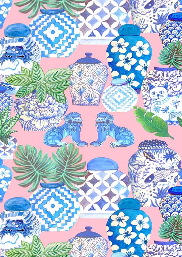 Chinese ginger jar blank card Chinese ginger jar Card 32062 created by Magenta Rose Designs