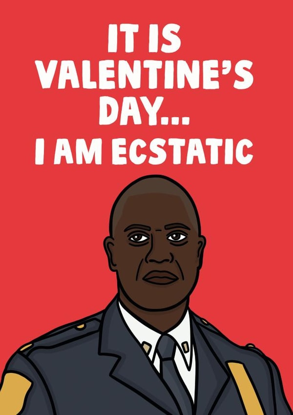 Funny Valentines Day Card - Brooklyn 99 - Captain Holt - It Is Valentine's Day I Am Ecstatic created by Studio Doodles
