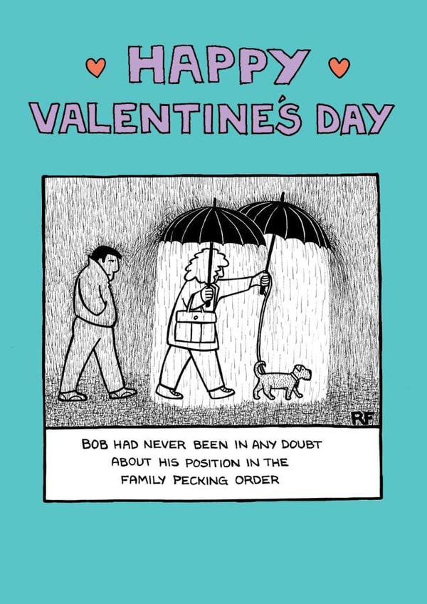doubt postion Valentines Day Card 24609 created by Off The Leash Cartoons by Rupert Fawcett