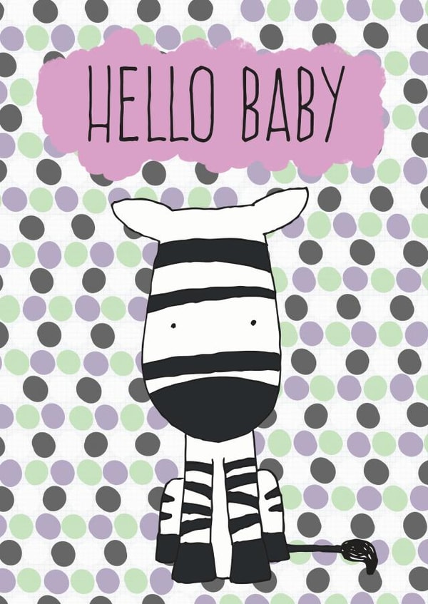 zebra hello New Baby Card 13903 created by Elki Shaw
