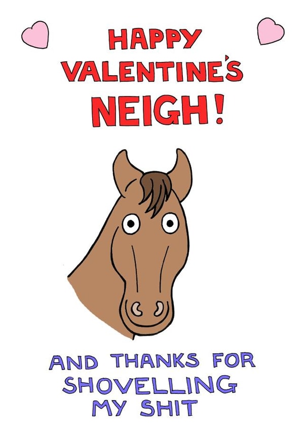 neigh from the horse Valentines Day Card 24612 created by Off The Leash Cartoons by Rupert Fawcett