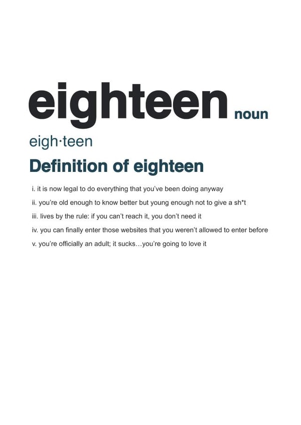 eighteen noun Birthday Card 5708 created by Redrakoon