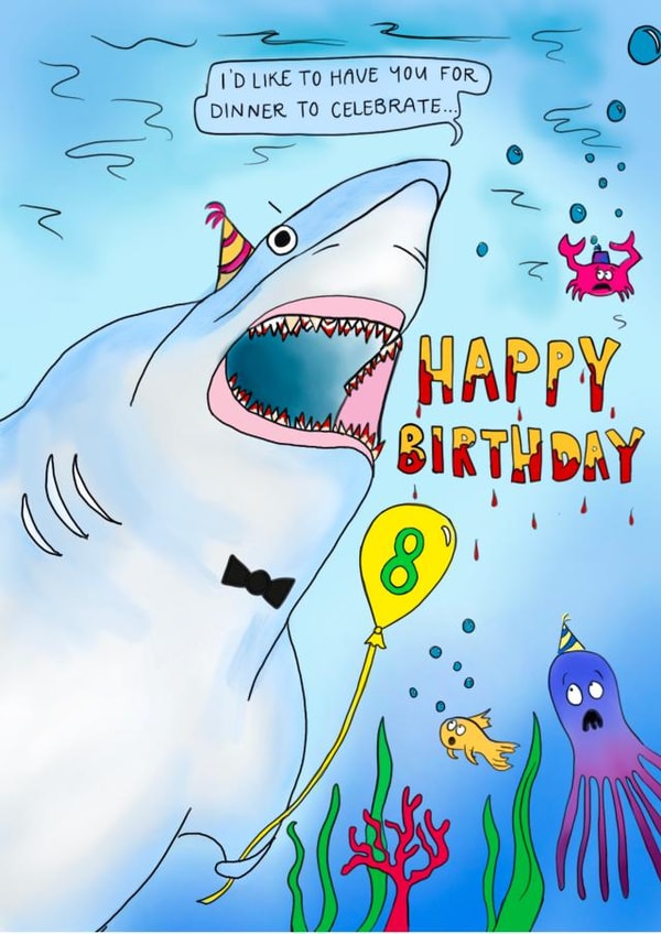shark dinner Birthday Card 16130 created by ALL Cards
