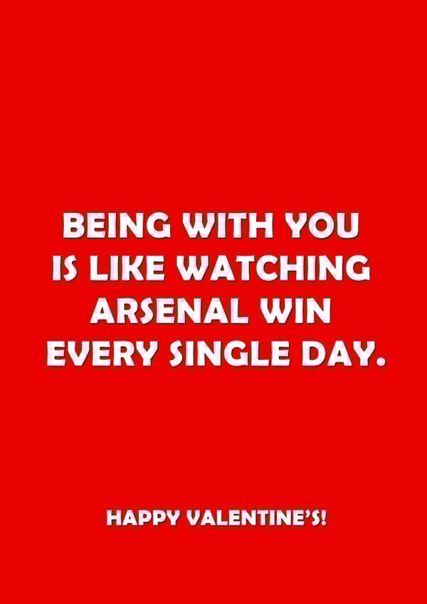 valentines arsenal Valentines Day Card 11186 created by Offside Cards