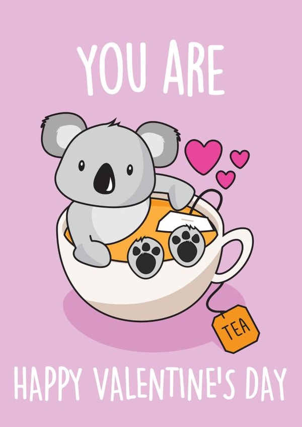 Koala Tea Valentine's Day Card created by Thirty Mussels