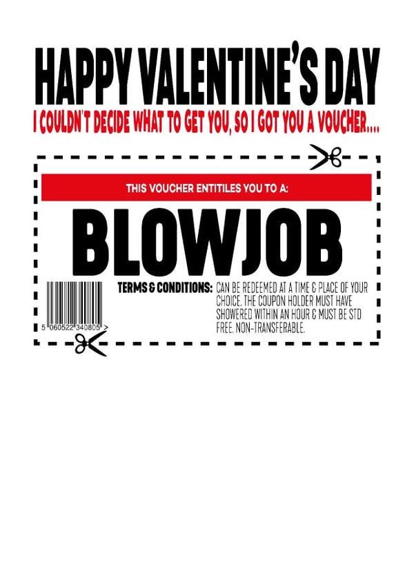 blowjob coupon Valentines Day Card 30500 created by Filthy Sentiments