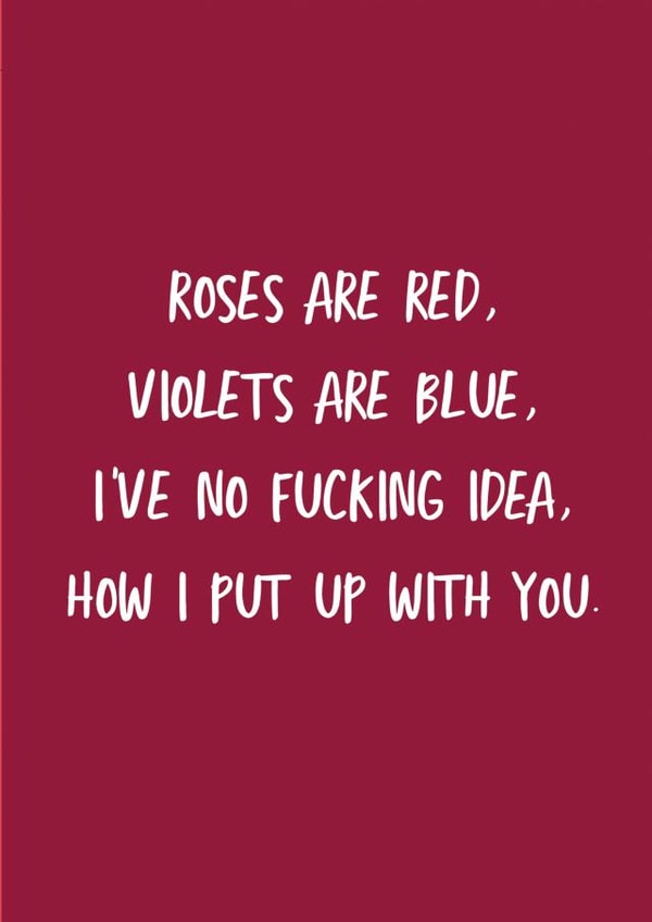 roses are red no fucking idea Valentines Day Card 39502 created by The Sweary Card Co