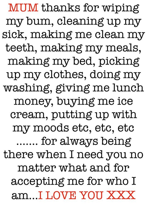 Mum Thanks for all you do card created by Adam Regester