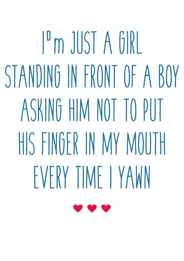 Funny Notting Hill Quote Anniversary Card / Valentines Day card - I'm Just A Girl Standing In Front Of A Boy created by Susiewuzie