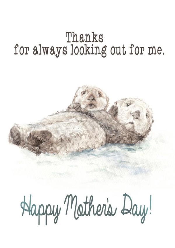 Happy Mother's Day Otter Watercolor Card created by Wandering Laur