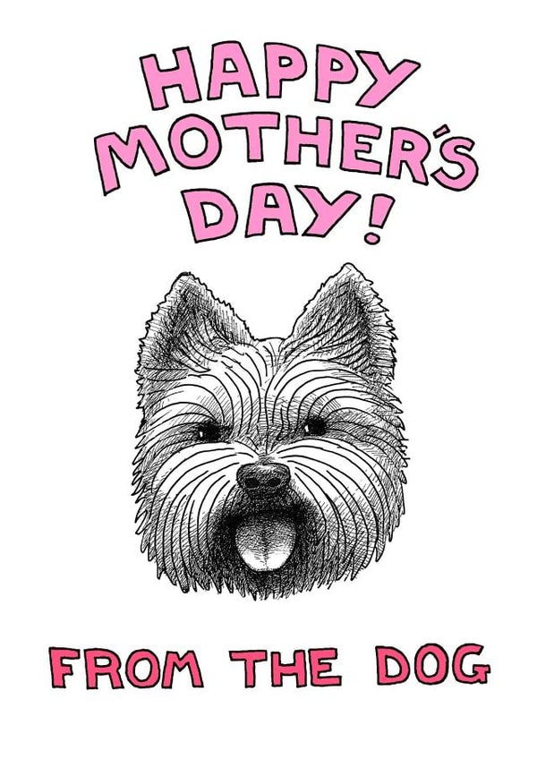 westie terrier Mothers Day Card 1946 created by Off The Leash Cartoons by Rupert Fawcett