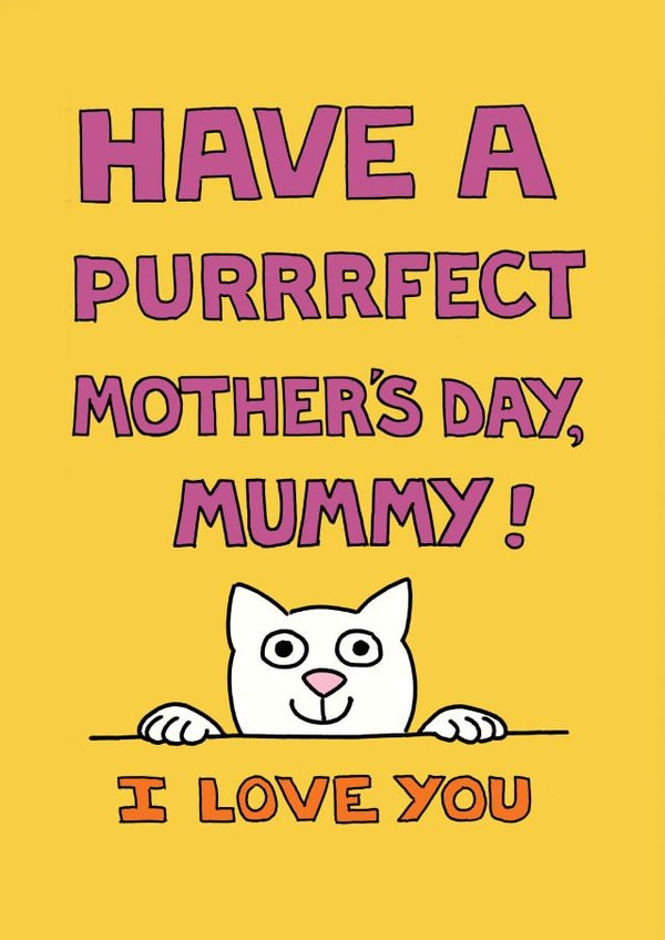 purrfect cat Mothers Day Card 1820 created by On The Prowl Cat Cartoons